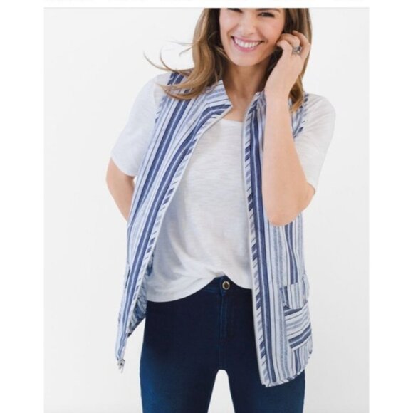 Chicos 3 zenergy Neema Reversible Vest Blue striped paisley womens size XL - Picture 5 of 14